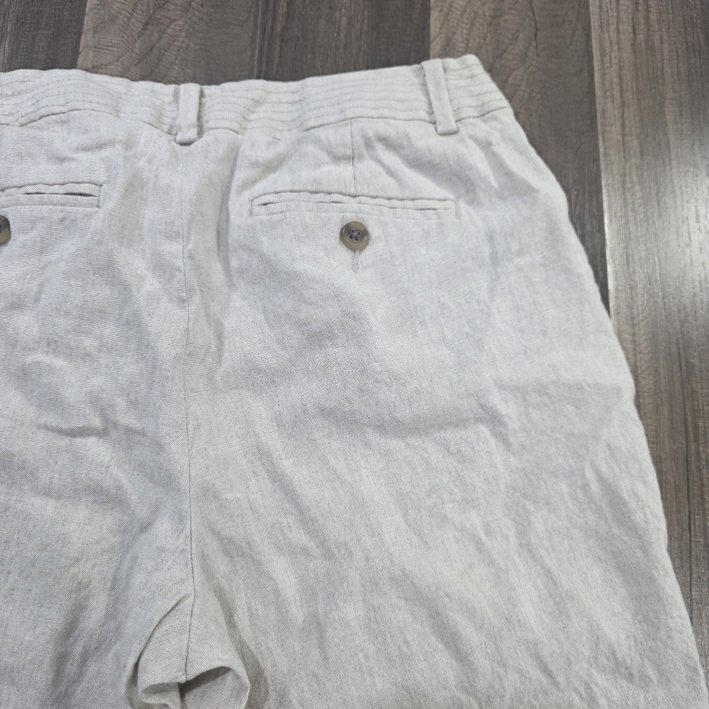 Vintage 2007 Banana Republic Contoured Fit Mid Rise Stretch Linen Blend Pants. 0